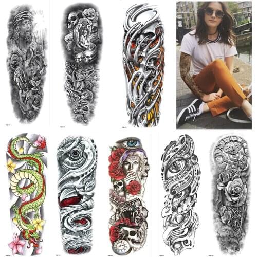 Full Arm Temporary Tattoo For Man Women L19“xW7”(1Sheets)