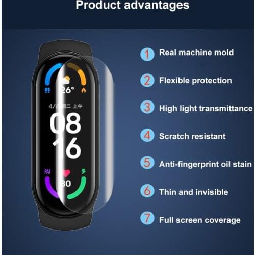 3D Screen Protector For Xiaomi MiBand 6 protective film TPU soft film Full Cover Anti-fingerprint Protective Glass for Mi Band 6