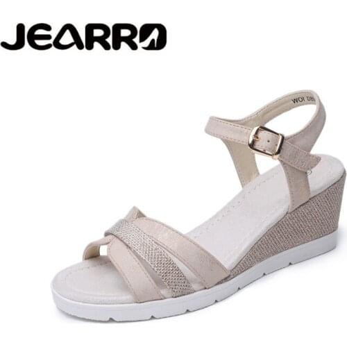 JEARRO Women Sandals женские босоножки Woman Comfortable Party Sandals Ladies Wedges Sandalians Mujer