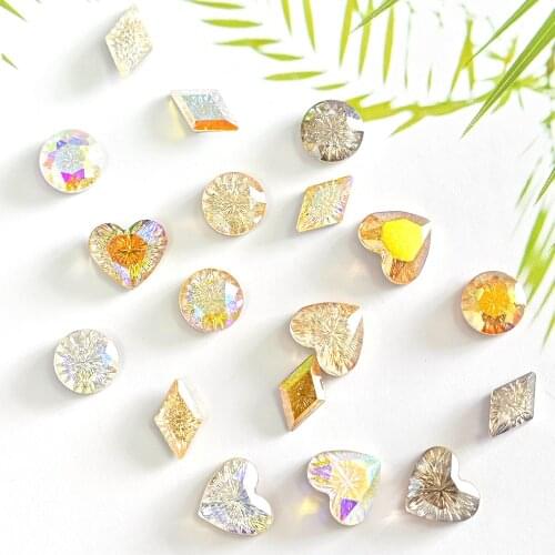 10 pcs 3D Nail Art Rhinestone Korean Relief Fancy Strass Jewelry Super Shiny Charms Round/Heart Manicure Gem Accessories TG#43