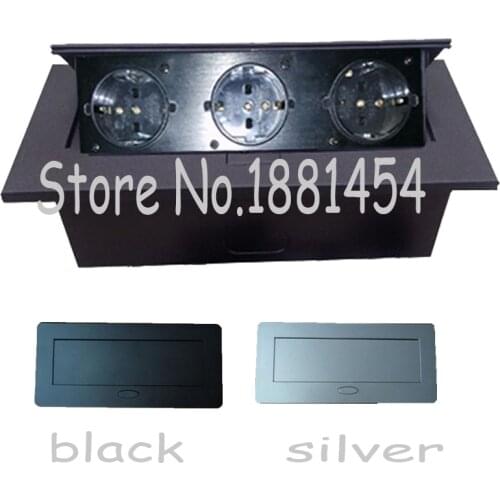 3*EU power ,silver/black ,Thin edge fillet panel / Thick edge right angle panel,for meeting room/furniture socket