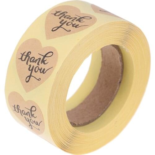 500pcs Heart THANK YOU Stickers Adhesive Sticker Scrapbooking Kawaii Stationery DIY Cake Biscuit Sealing Labels Gift Box