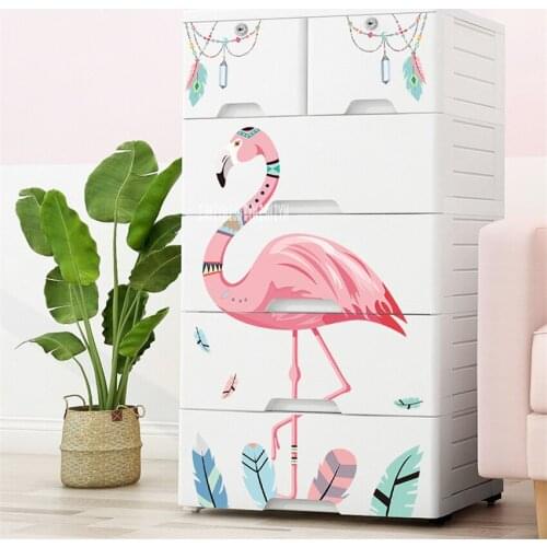 95105/95115 Children Toy Plastic Organizing Cabinet Large Capacity 5-Tier Pp Drawer Type Clothes Storage Cabinet With Lock Wheel