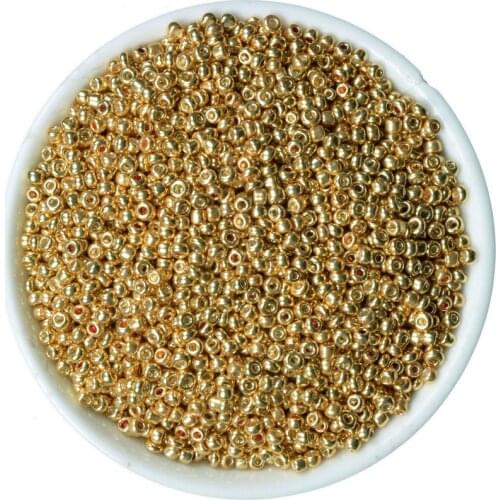 AAA 2MM 1000pcs/bag Metal Gold ColorCzech Glass Seed beads Spacer women necklace DIY jewelry making