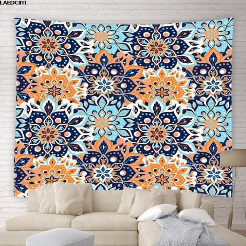 Mandala Floral Tapestry Bohemian Background Cloth Indian Ethnic Pattern Bedroom Hanging Wall Retro Style Dorm Decor Home Blanket