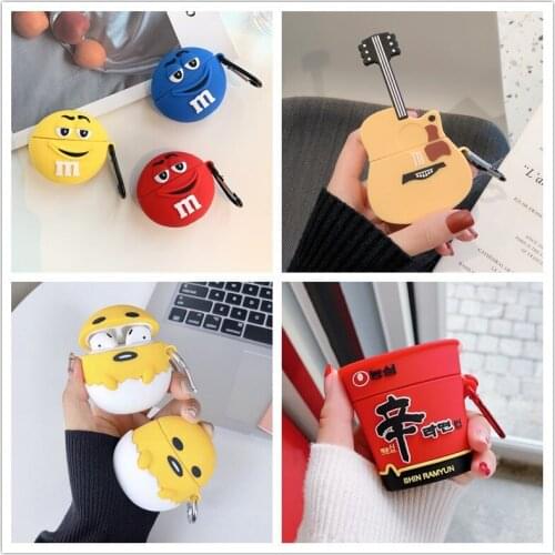 For AirPods 1 2 Case Silicone Cute 3D Chocolate Beans Earphone、guitar Cartoon modeling Case Fran-3GS