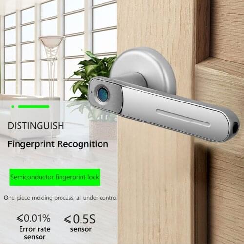 Fingerprint Door Lock Handle USB Rechargeable Anti Theft Smart Electric Biometric Keyless Security Entry for Apartment Hotel