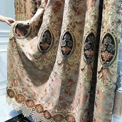 European Classics curtains for living room,black-out curtain for bedroom,luxury embroidery tulle curtains Villa French curtain