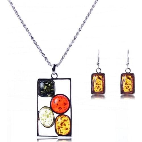 Personality Hollow Square Jewelry Sets Necklace Earrings Fashion Jewelry