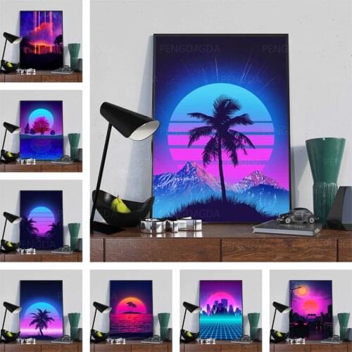 Canvas Prints Paintings Wall Art Poster Beach Modular Tree Moon Pictures For Landscape Living Room Sea Modern Home Decoration
