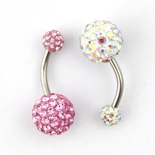 Belly ring double rhinestone mixed color navel body jewelry navel piercing 2pcs/set retail free shipping