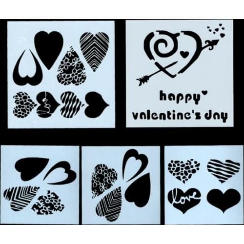 2pc Stencil Heart Decor DIY Walls Layering Painting Template Scrapbook Coloring Embossing Supplies Reusable 13cm