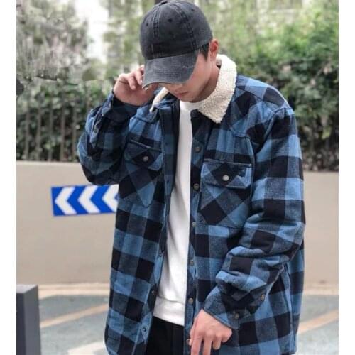 Mens Warm Jacket Thick velvet Coat Autumn Winter Jacket Men casual coat Mens Brand Plaid Cotton Jacket
