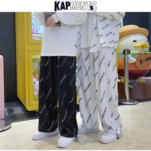 KAPMENTS Men Letter Harajuku Designer Straight Sweatpants 2021 Mens Japanese Streetwear Causal Joggers Male Vintage Kpop Joggers