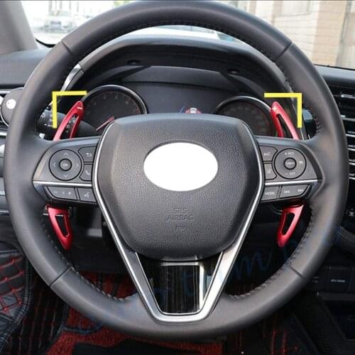 Alloy Add-On Dsg Steering Wheel Shift Paddle Shifter Extension Trim Fit For Toyota For Camry 2018 2019 Accessories (Red)
