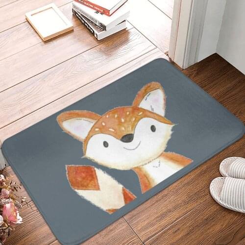 Little Fox Smiling Doormat Carpet Mat Rug Polyester Anti-slip Floor Decor Bath Bathroom Kitchen Living Room 40*60