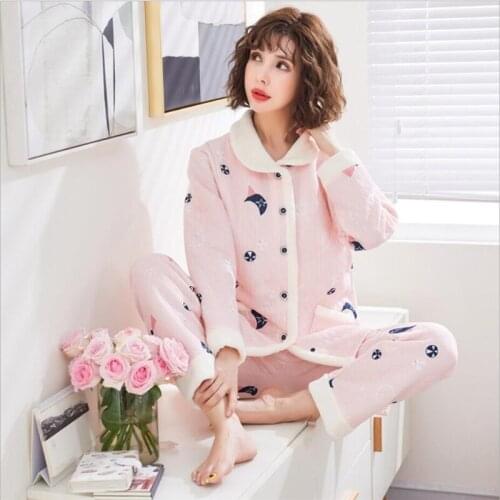 New pregnant sleepwear cotton breastfeeding clothes postpartum month clothes maternal feeding home service warm pajamas set