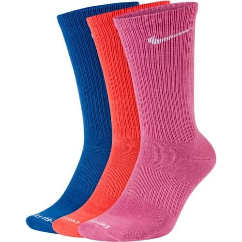 Original Nike U Nk Everyday Plus Ltwt Crew Socks (3 Pair) Unisex Socks-DC7537-902 Multi Color