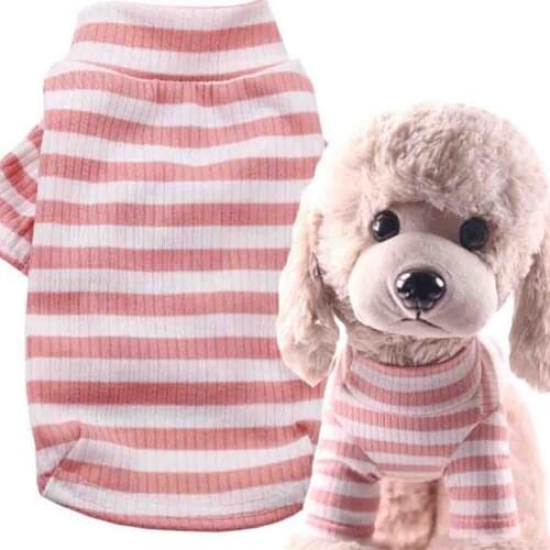 Autumn Winter Striped Dog Sweater Cotton Stretch Bottoming Shirt Comfortable High Collar Two Legs Dog Clothes XS-XXL For Puppy