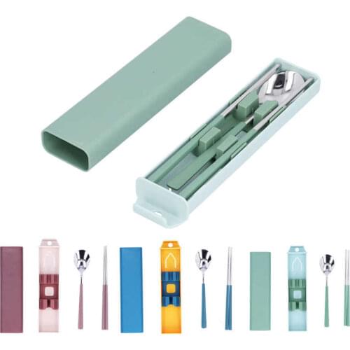 Chopsticks Chinese Style Chopsticks Portable Tableware Stainless Steel Spoon Chopsticks with Storage Box Cutlery Utensils for