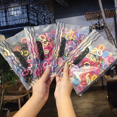 Children Ponytail Holder Colorful 100Pcs/Pack Women Girl Korean Style Fashion Hair Accessories Kids Headband Cloth Rubber Bands