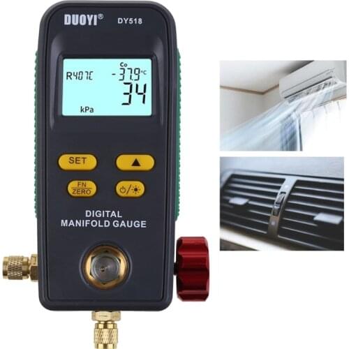 Refrigeration Digital Manifold Gauge Meter HVAC Vacuum Pressure Temperature Tester Maintaining Air-Conditioner DY518