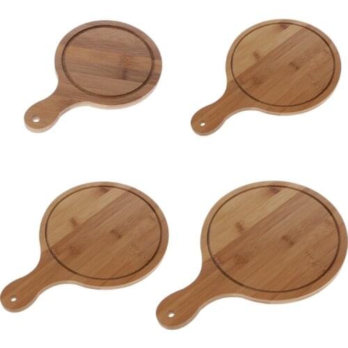 Durable Round Wooden Pizza Paddle Serving Board Making Peel Cutting Tray 4 Sizes Dropship