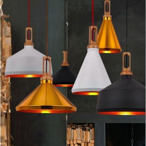 Simple Loft Style Wood Aluminum Droplight Modern LED Pendant Light Fixtures For Living Dining Room Hanging Lamp Home Lighting