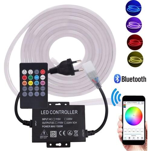 110V 220V RGB Neon Strip Waterproof1500W Bluetooth Music Controller SMD 5050 Flexible Ribbon LED Neon Lamp