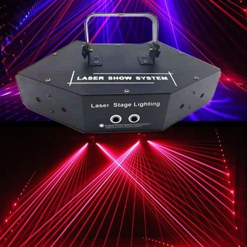 2PCSFan-Shaped Six-eye Scan RGB Laser/DJ Disco DMX Linear Beam Stage Effect Light/Laser Show System /6 Lens RGB Color Laser Ligh