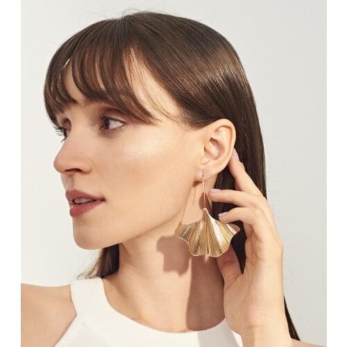 Gold Leaf Geometric Ginkgo biloba Earrings 1pair Drop Earrings Gift for Women Party Decoration Jewelry Ear Accessories