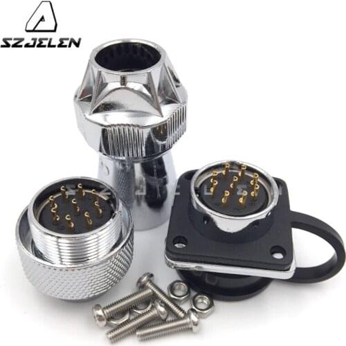 SZJELE WS20 series waterproof connectors 9 pin Plugs and sockets, 9pin Equipment power panel mount connector, screw fixing, ip67