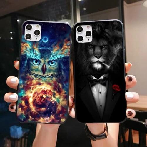 Cool Animal Lion Cat black Soft Silicone Phone Case for iPhone 12pro 11Pro Max 12 Mini XR X XS 8 7 6 6S Plus SE2020 Cover