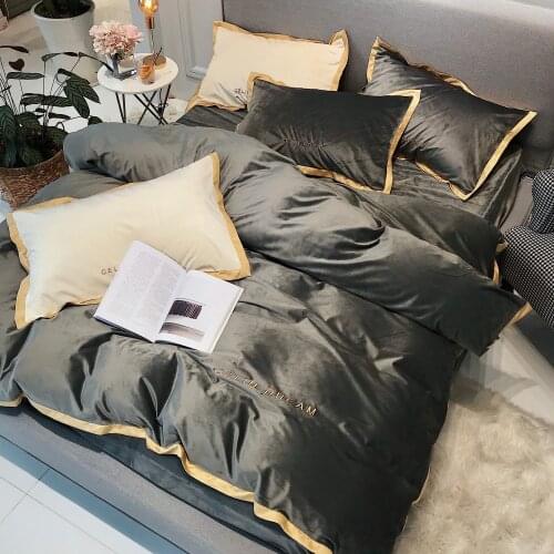 Modern Warm Bedding Set Winter Luxury Embroidery Thick Bed Sheets Pillowcases Bedding Set Nordic Couvre Lit Home Textile DG50BS