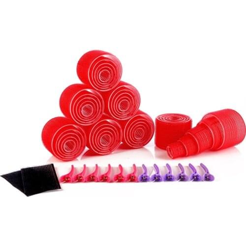 60pcs/set Extra Large Nylon Hair Rollers Clips Gripper Curling Toolkit Big Self Grip Hook & Loop Air Bang Hollow Curlers 1394