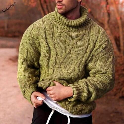 4 Color Turtleneck Sweater Men Autumn Winter New Thick Warm Slim Fit Solid Color Pullover White Sweater Male Brand Red Blue
