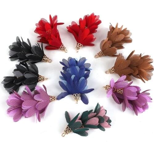 2pcs 5.5cm*3cm Three-layer Bohemian Flower Tassel Charms For Bracelet Necklace Jewelry Making DIY Earring Findings