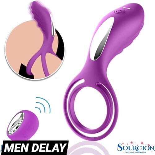 SourcionA Male Delay Ejaculation Vibrating Cock Ring Clitoris Stimulation Vibrator Sex Toy for Couple Men Penis Ring Erotic Toys