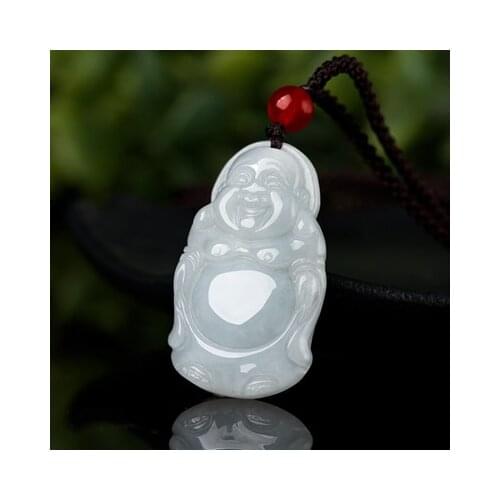 Zheru Jewelry Natural Burmese Jade A-level Carved Three-dimensional Baby Buddha Pendant Necklace Jewelry Best Gift