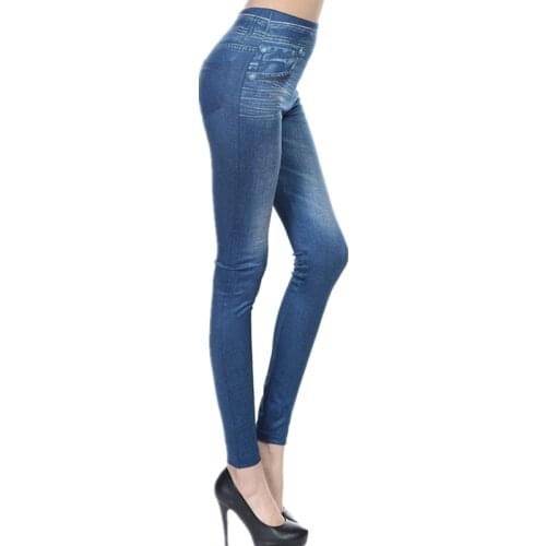 NORMOV Plus Size Woman Fashion 2019 Spring Jean Leggings Pocket Mid Waist Sexy Slim Elastic Seamless Leggings Women Push Up Pant