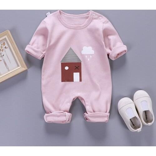 ZWY424 Baby Boys Girls Rompers Spring Summer Long Sleeve Cute Striped Cartoon Print Jumpsuit Toddler Playsuit Infant Clothing