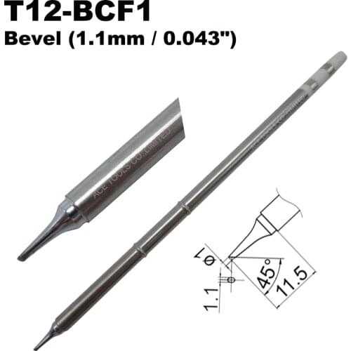 10 PCS T12-BCF1 Bevel 1.1mm Soldering Tip for HAKKO FX-951 FX-950 FX-952 FX-9501 FM-2028 FM2027 Handle Iron Pencil Replacement