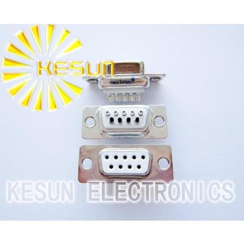 100pcs/lot Nextron DB9 Female Withe 2.77mm Solder Serial D-Sub Connector 1U Gold High Quality