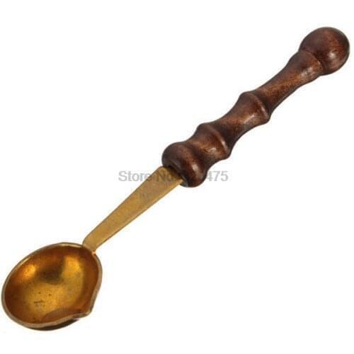 DHL 200pcs Wax Stamp Sealing Wax Spoon Vintage Wood Handle Sealing Wax Spoon Anti Hot Wax Spoon