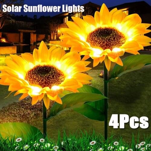 4/2/1Pcs Solar Sunflower Lights Outdoor for Courtyard Sidewalk Terrace Lawn Backyard Landscape Pathway Light