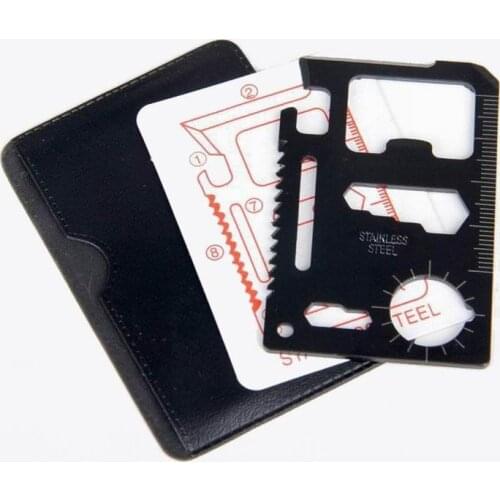500X Silver Black 11 in 1 Stainless Steel Credit Card Wallet Tool Survival Pocket Knife Tool Tactical Multitool Card Multi Tools
