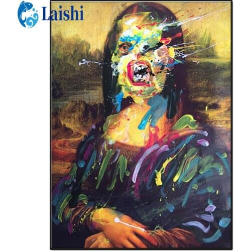 5D DIY Abstract creative art, Mona Lisa Diamond Painting Cross Stitch Kit Full round Drill Embroidery Mosaic Gift Home Decor