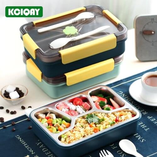 920ML 304 Stainless Steel Lunch Box Leakproof Compartment Bento Box Microwave Food Container With Spoon Fork For Kids Adults