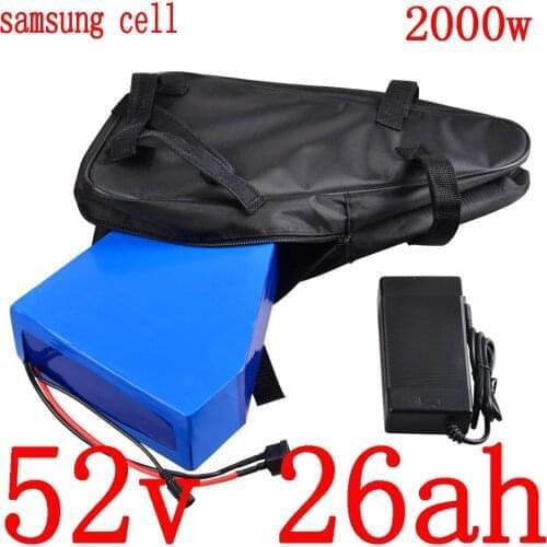 52V Lithium battery use samsung cell 52V 25AH electric bicycle battery 52V 1000W 2000W electric scooter battery with 5A charger