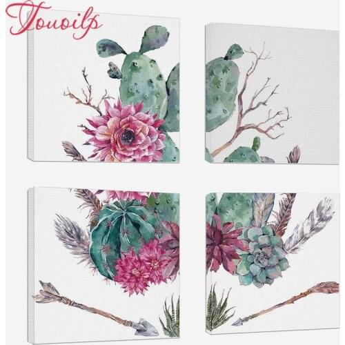 Diy diamond painting 4pcs/set Cactus plant Decor Diamond Embroidery cross stitch Diamond mosaic christmas decorations full resin